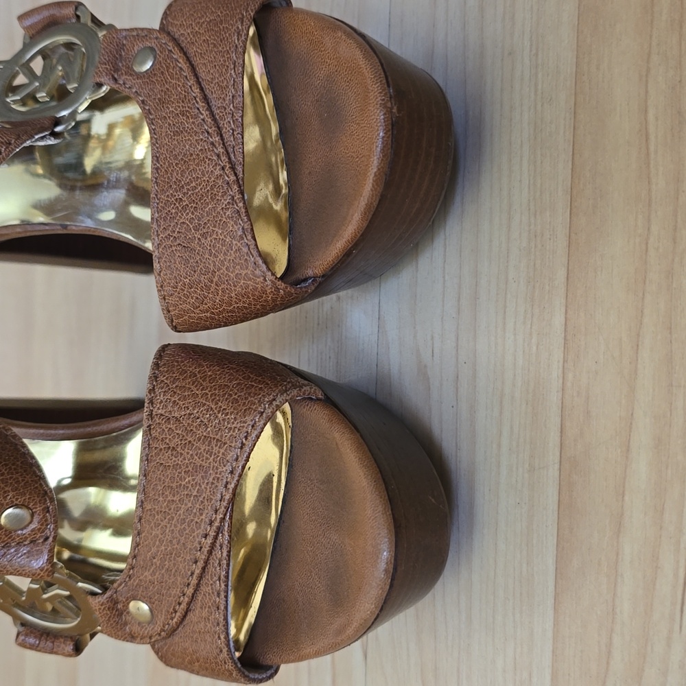 Michael Micheal Kors Elegant Brown Platform High Heel Sandals Size 6 - Picture 11 of 14